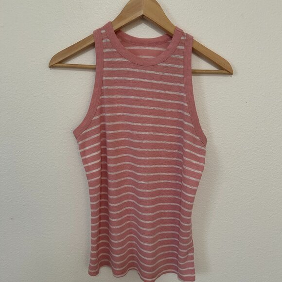 a new day Tops - A New Day | Coral and White Striped Tank Top, size S